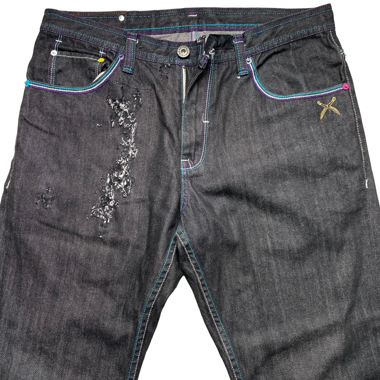 Artful Dodger Embroidery Vintage Indigo Jeans (34W)