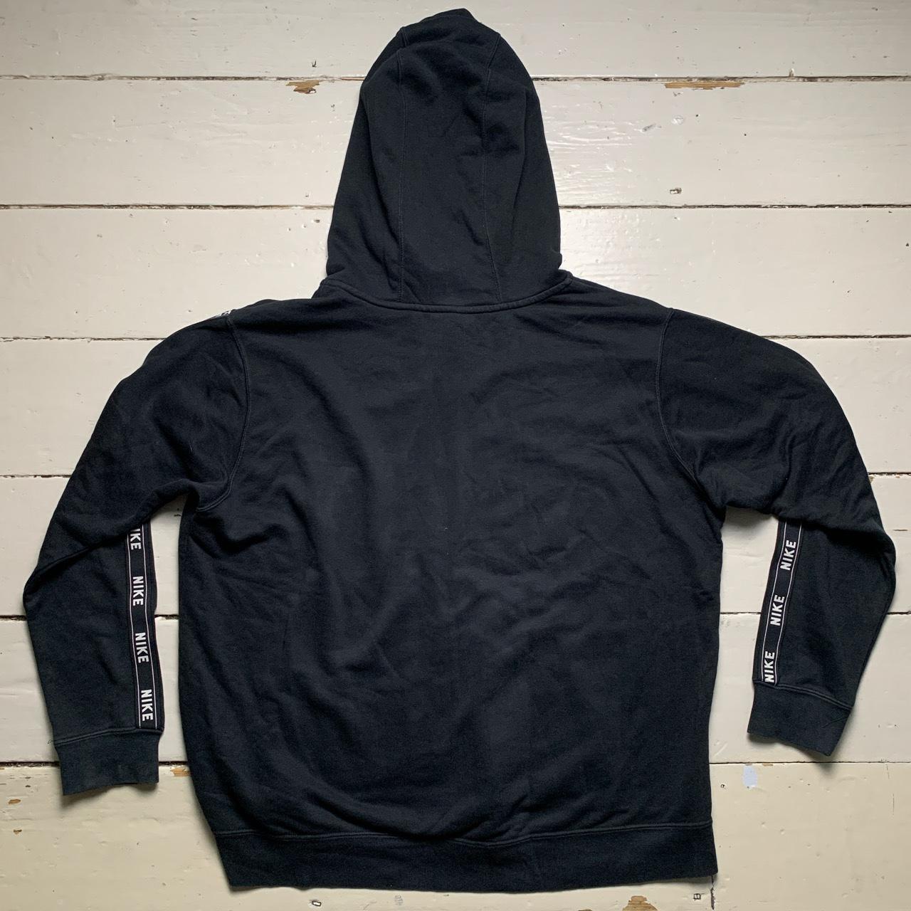 Nike Black and White Swoosh Tape Repeat Logo Hoodie