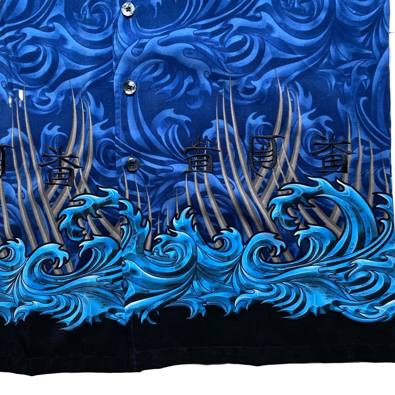 ODO Vintage y2k Flames and Waves Japanese Silk Shirt (M)