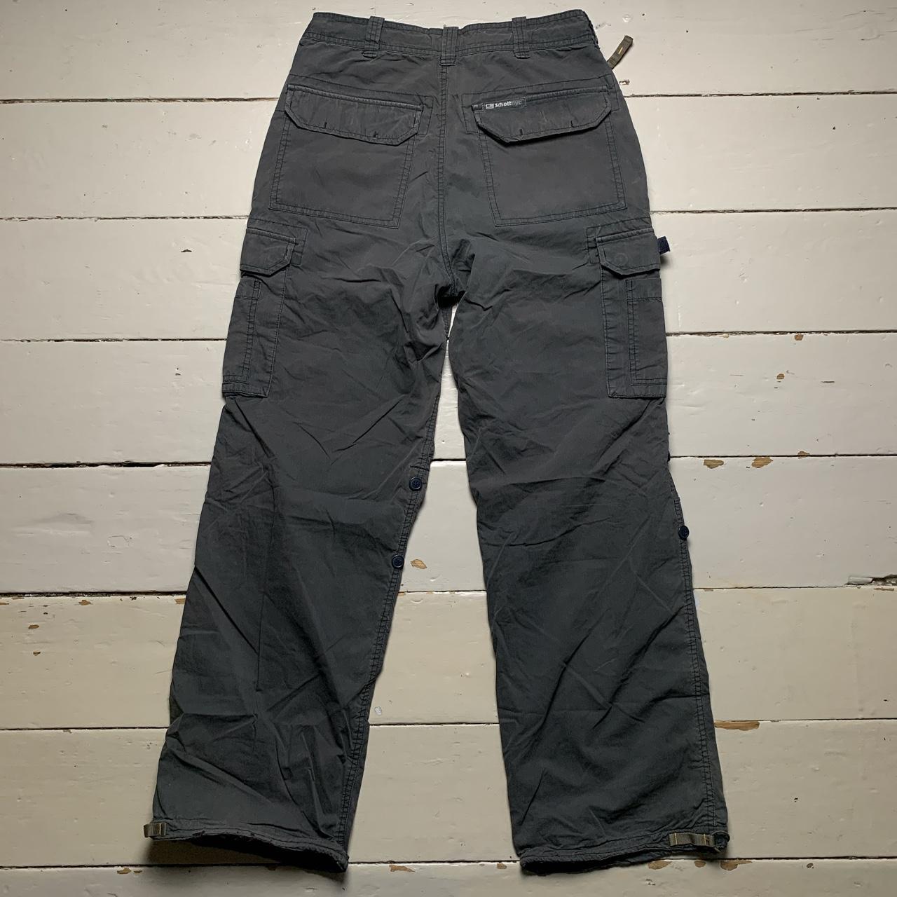 Schott USA Vintage Baggy Parachute Cargo Combat Trousers Grey