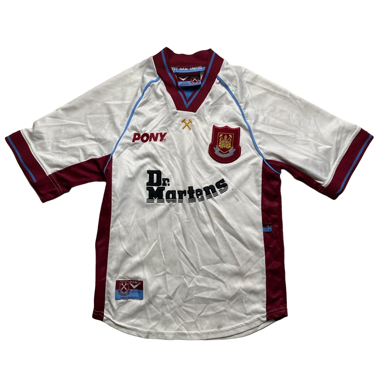 West Ham United Vintage Kids Pony Dr Martens White Football Jersey (LB)