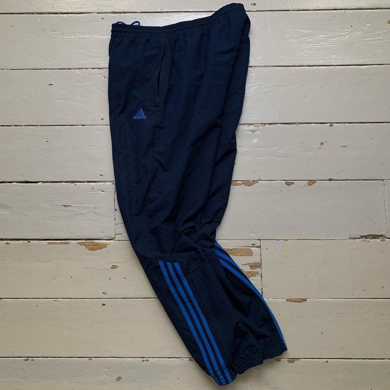 Adidas Navy and Blue Baggy Shell Bottoms