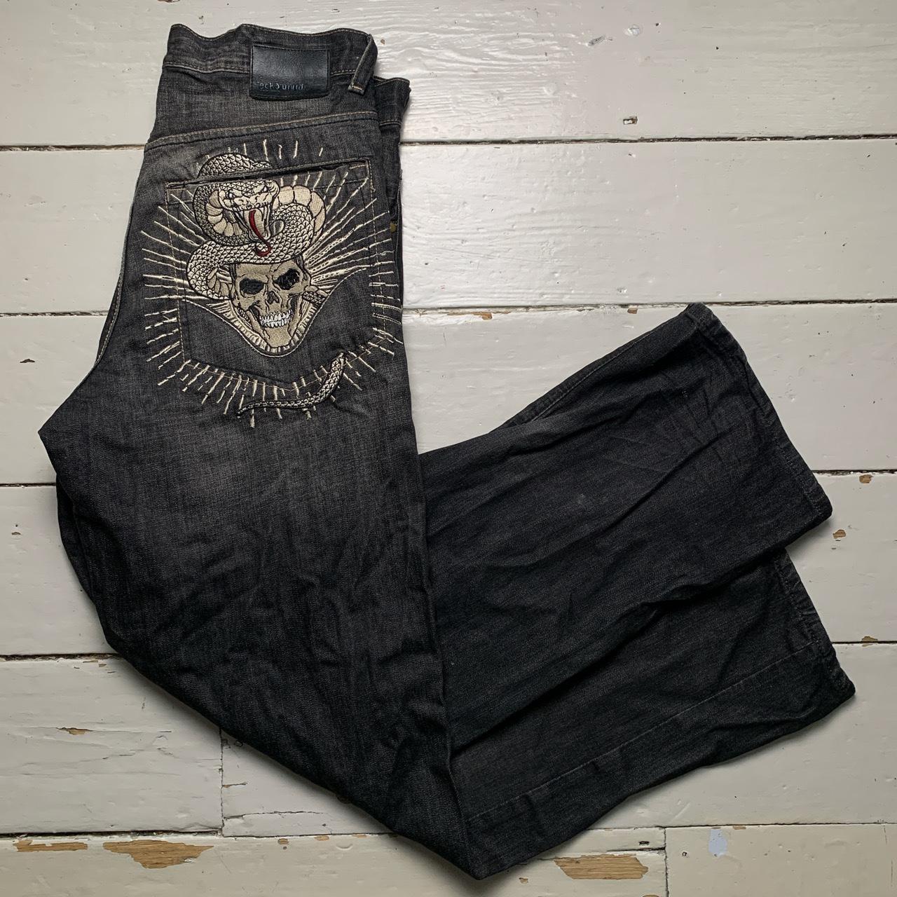 Ecko Unlimited Vintage Snake and Skull Embroidery Jeans