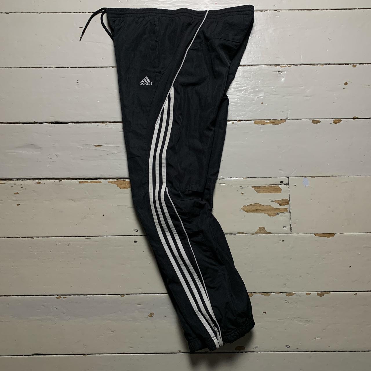 Adidas Climalite Vintage Baggy Black and White Shell Track Pant Bottoms