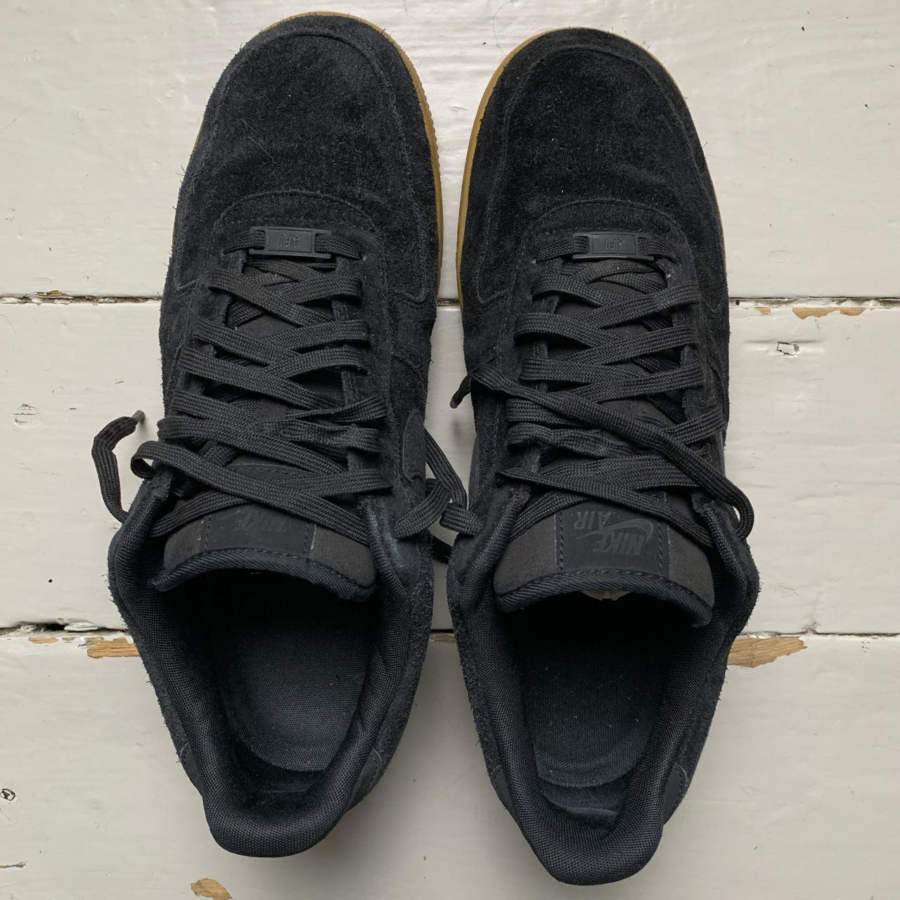 Nike Air Force 1 Black Suede and Gum Sole