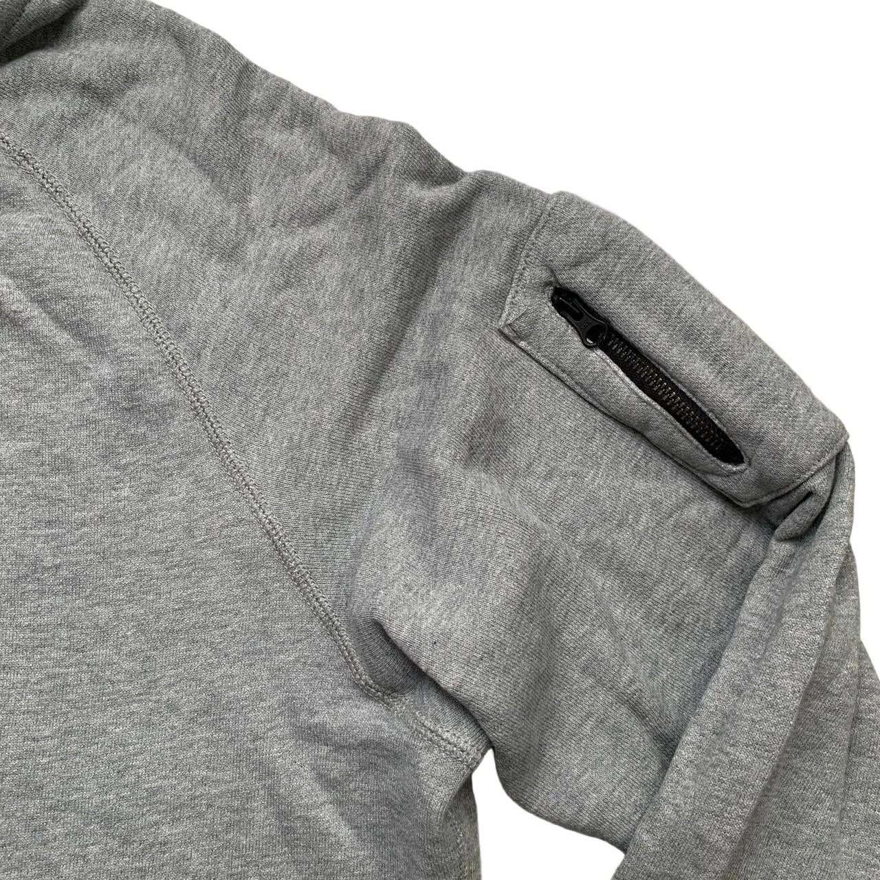 Nike Grey and White Swoosh Hoodie Zip Arm Pocket (XL)