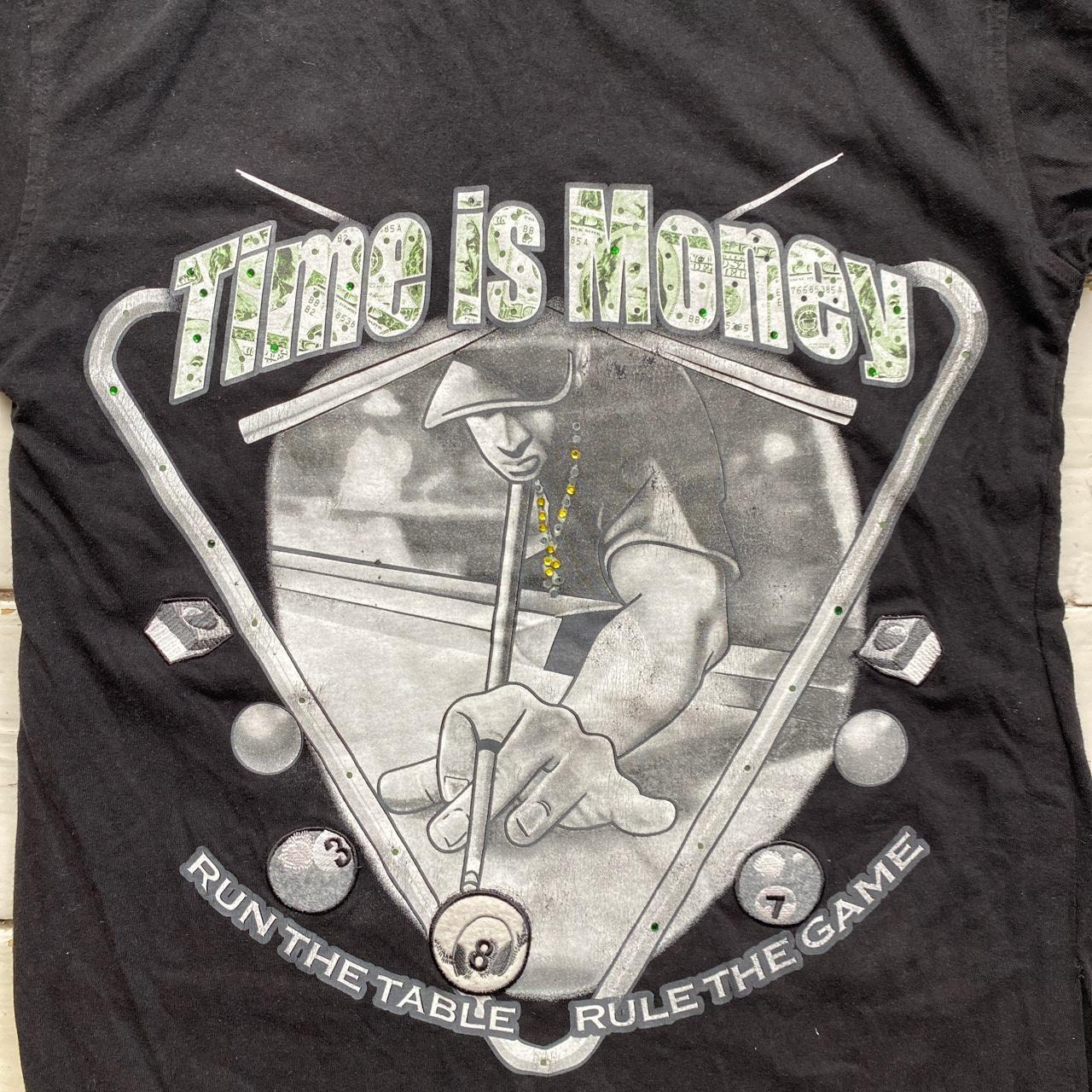 Time is Money Vintage y2k T Shirt Black (XL)