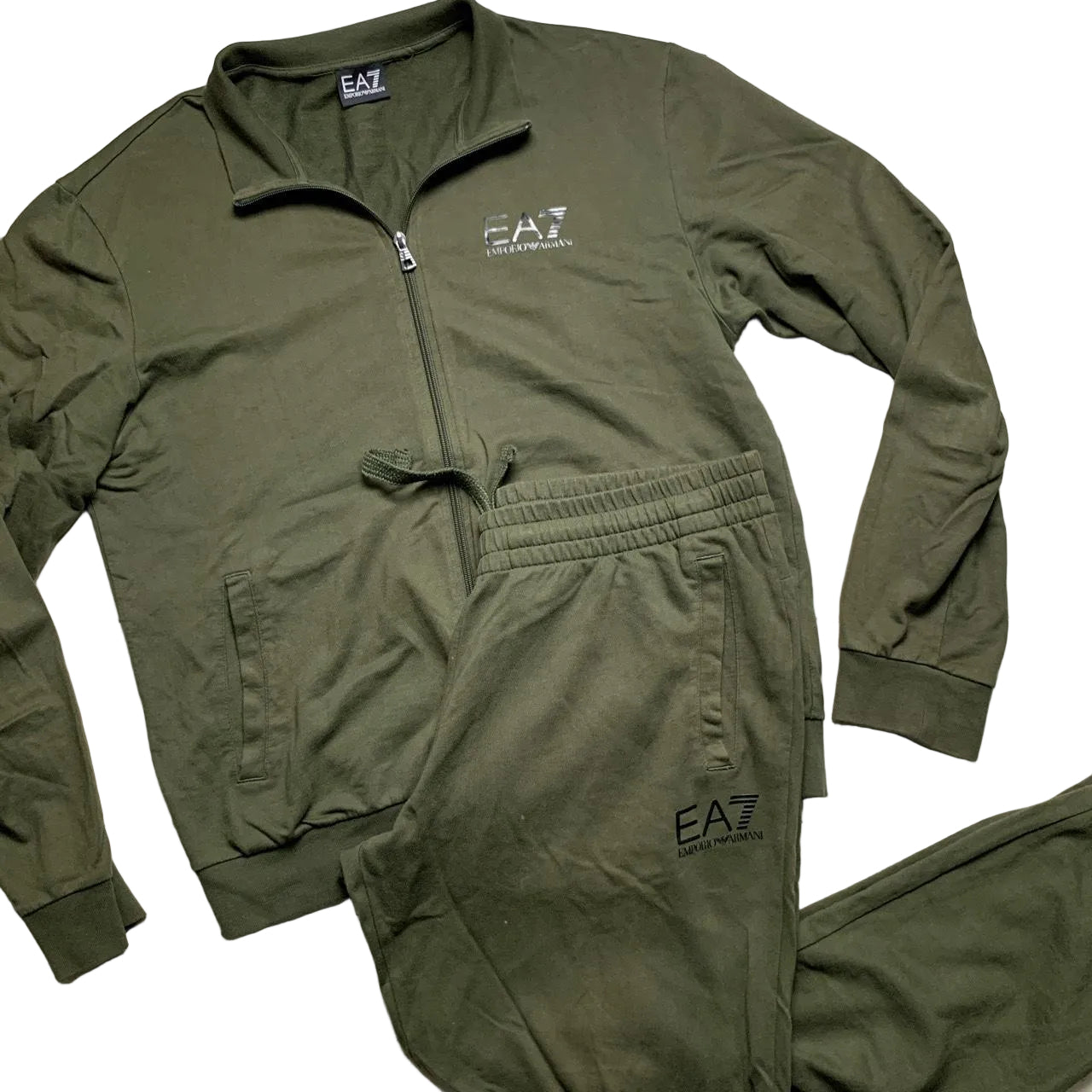 EA7 Olive Khaki Green Full Tracksuit (XL)