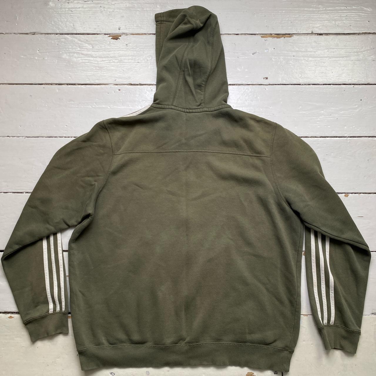 Adidas Originals Olive and White Stripe Hoodie