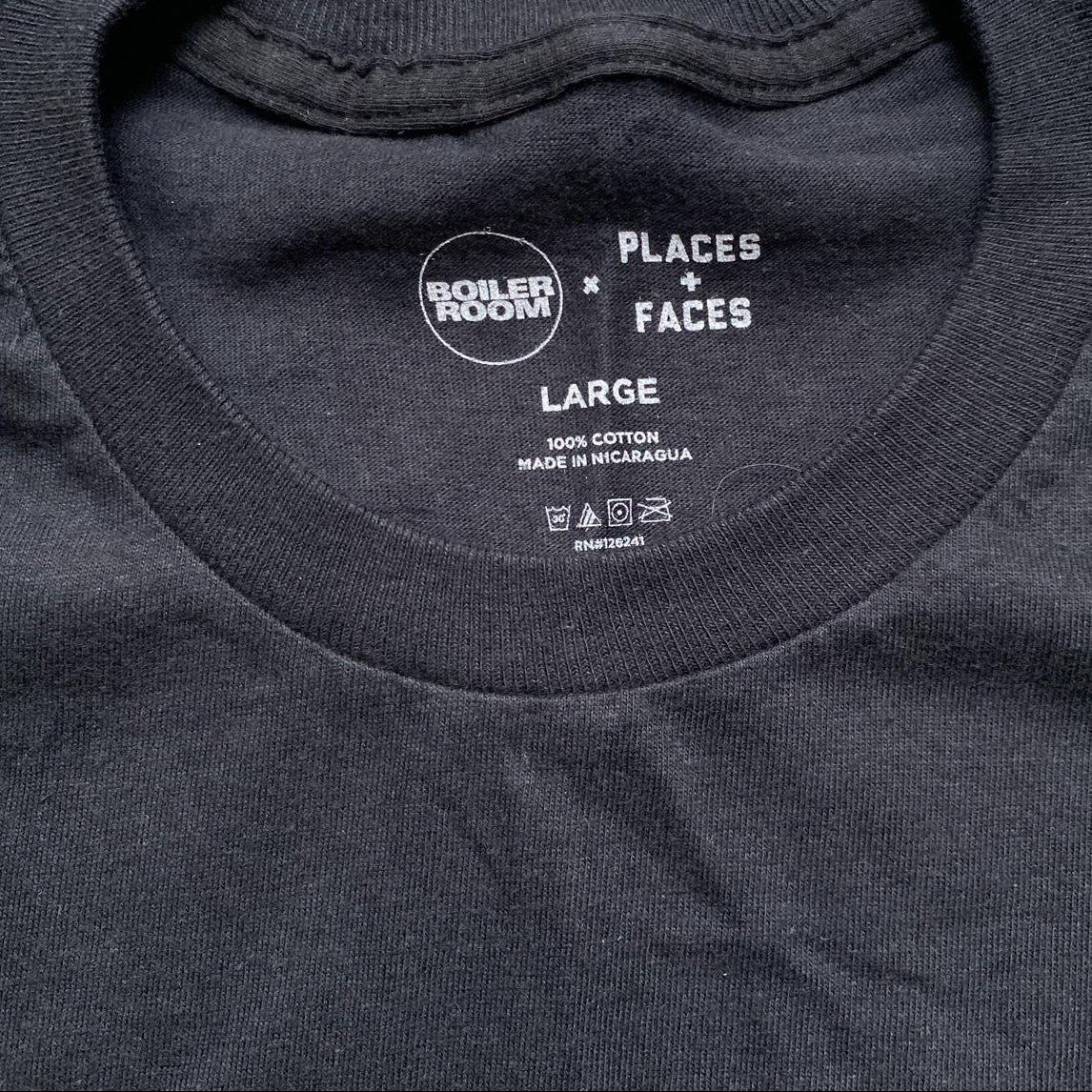 Places Plus Faces Boiler Room 2019 USA Tour T Shirt Black and White (L)