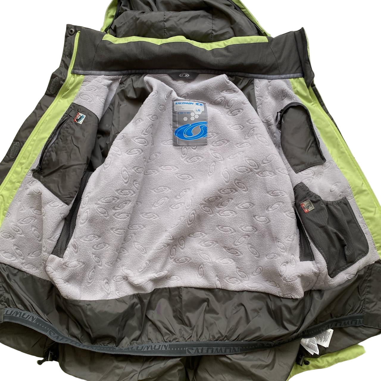 Salomon Green and White Fleece Lined Ski Jacket (L)