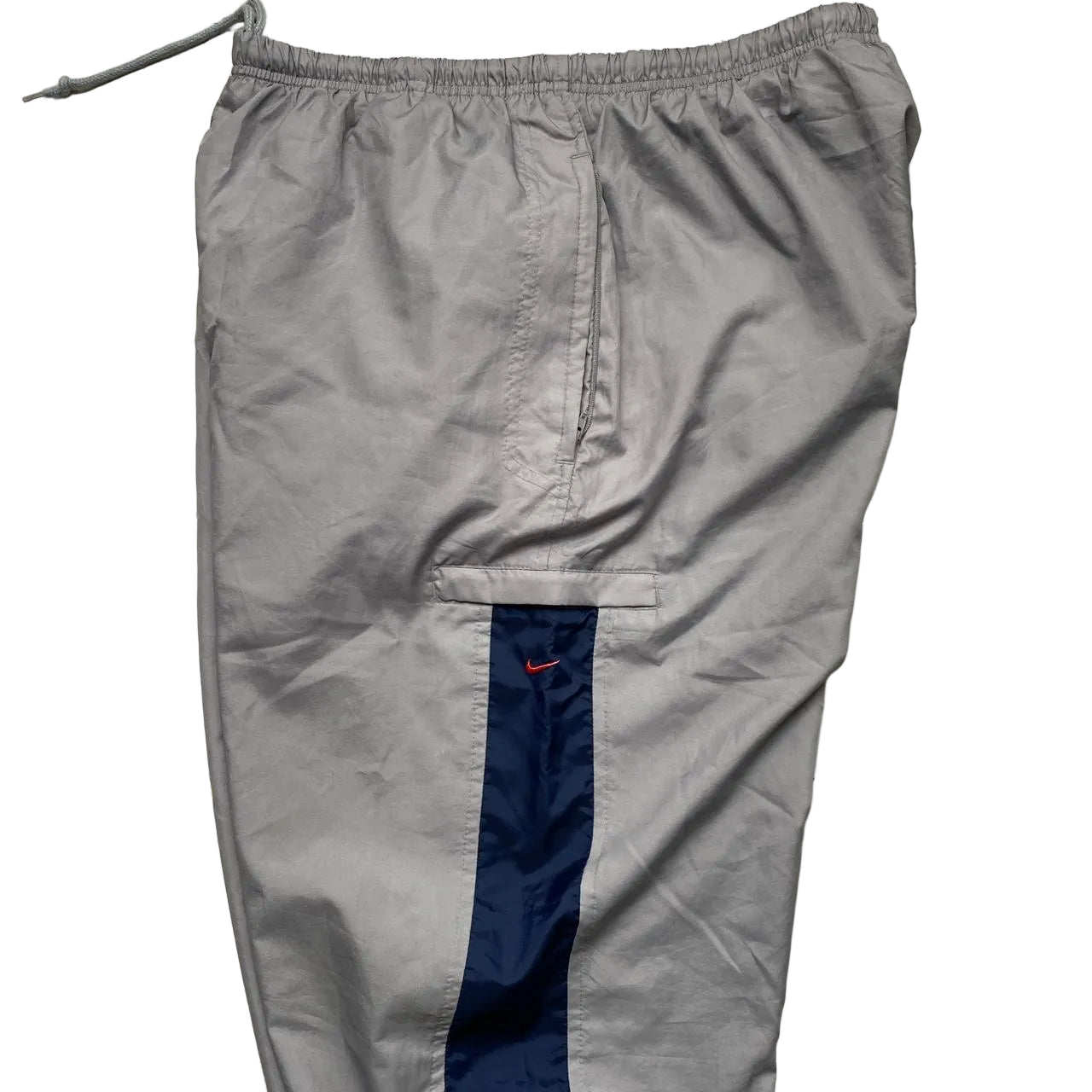 Nike Vintage Baggy Track Pant Cargo Style Shell Bottoms Navy Grey and Red (XL)