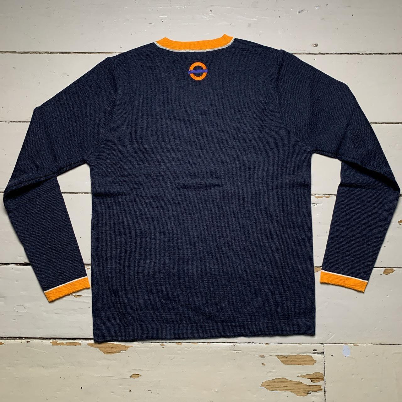 Workwear Navy and Orange V Neck Jumper