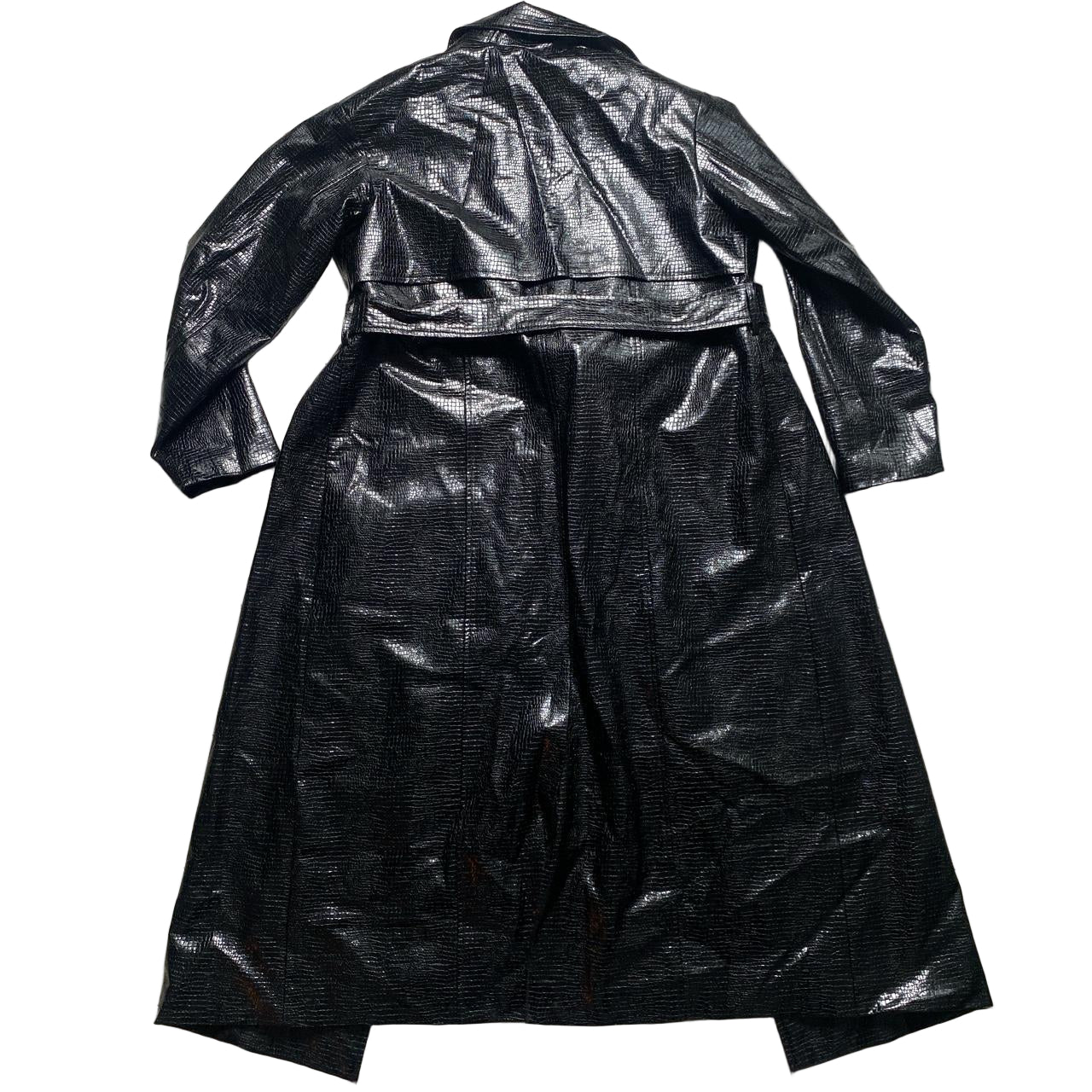 Biba Snakeskin Black Long Trench Coat (UK 12)