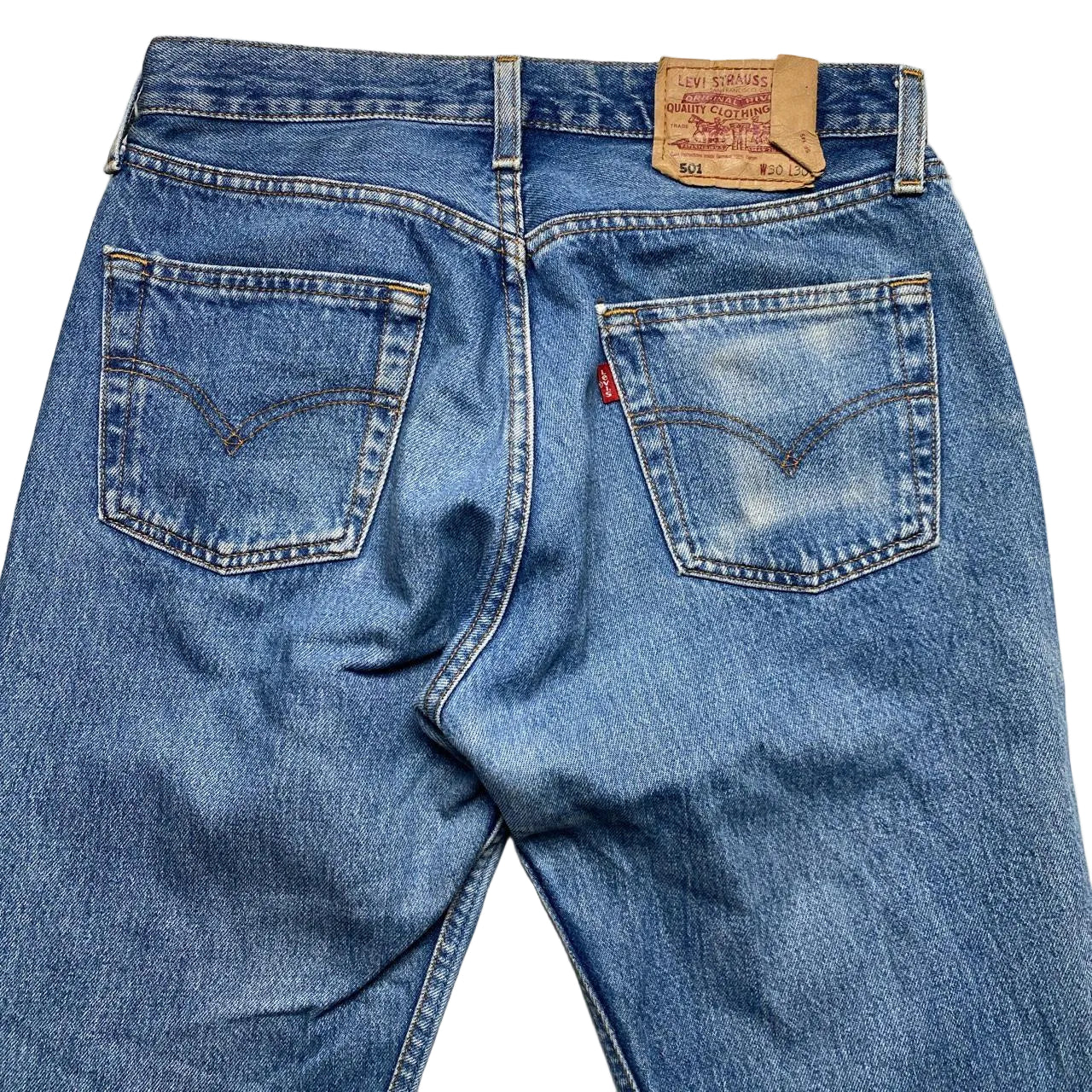 Levis 501 Vintage Baggy Light Blue Stonewash Jeans (30W)