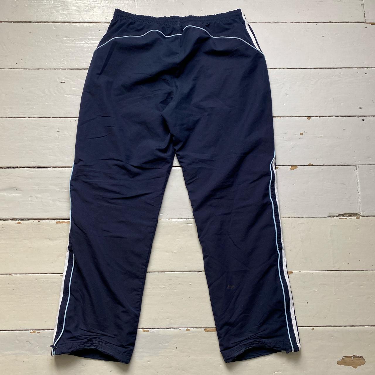 Adidas Vintage Baggy Shell Track Pant Bottoms Navy Baby Blue and White