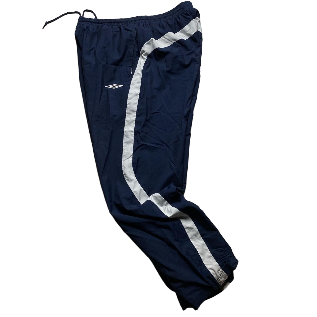 Umbro Vintage Navy and White Baggy Shell Track Pant Bottom (XL)