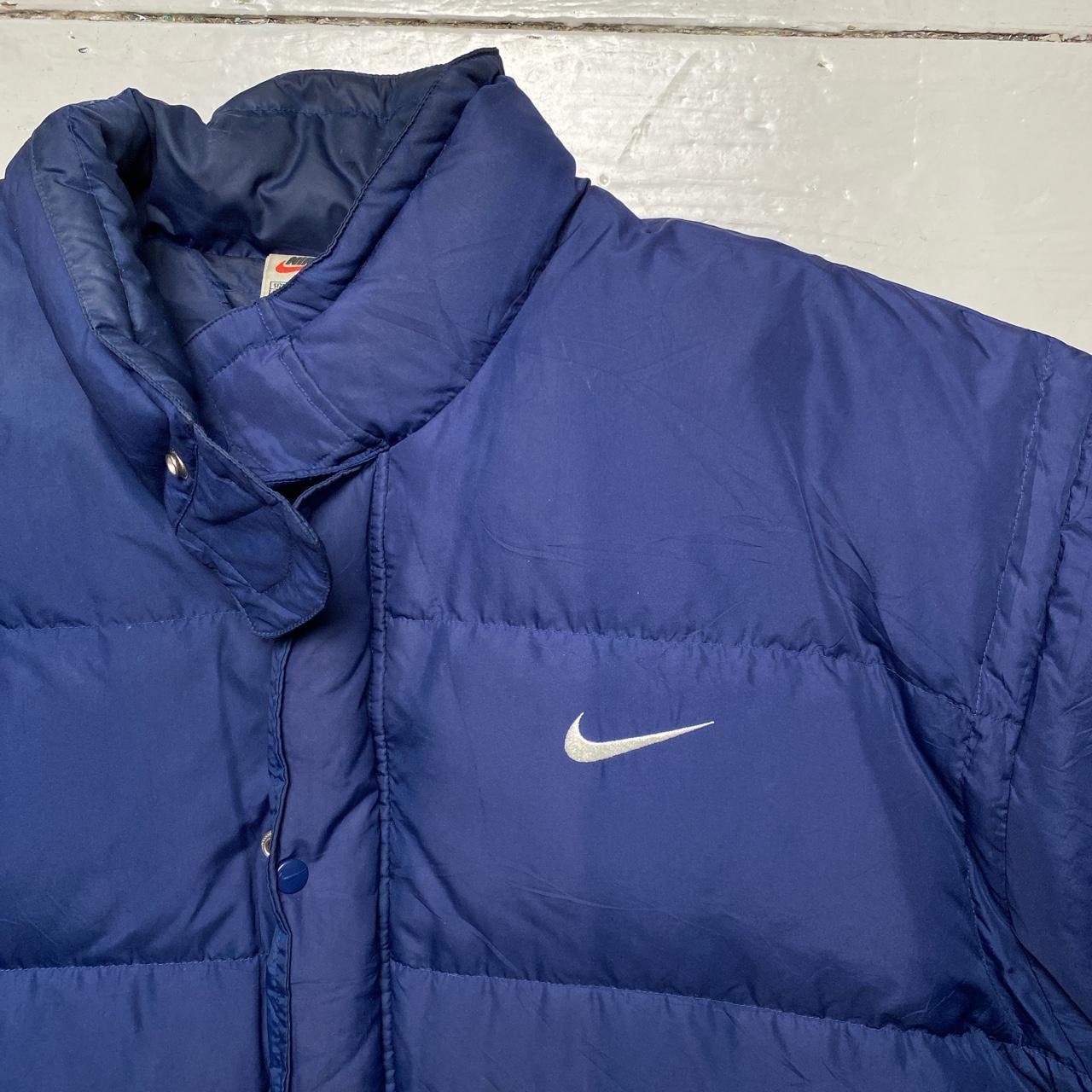 Nike Vintage 90’s Bomber Puffer Coat Navy and White Big Swoosh