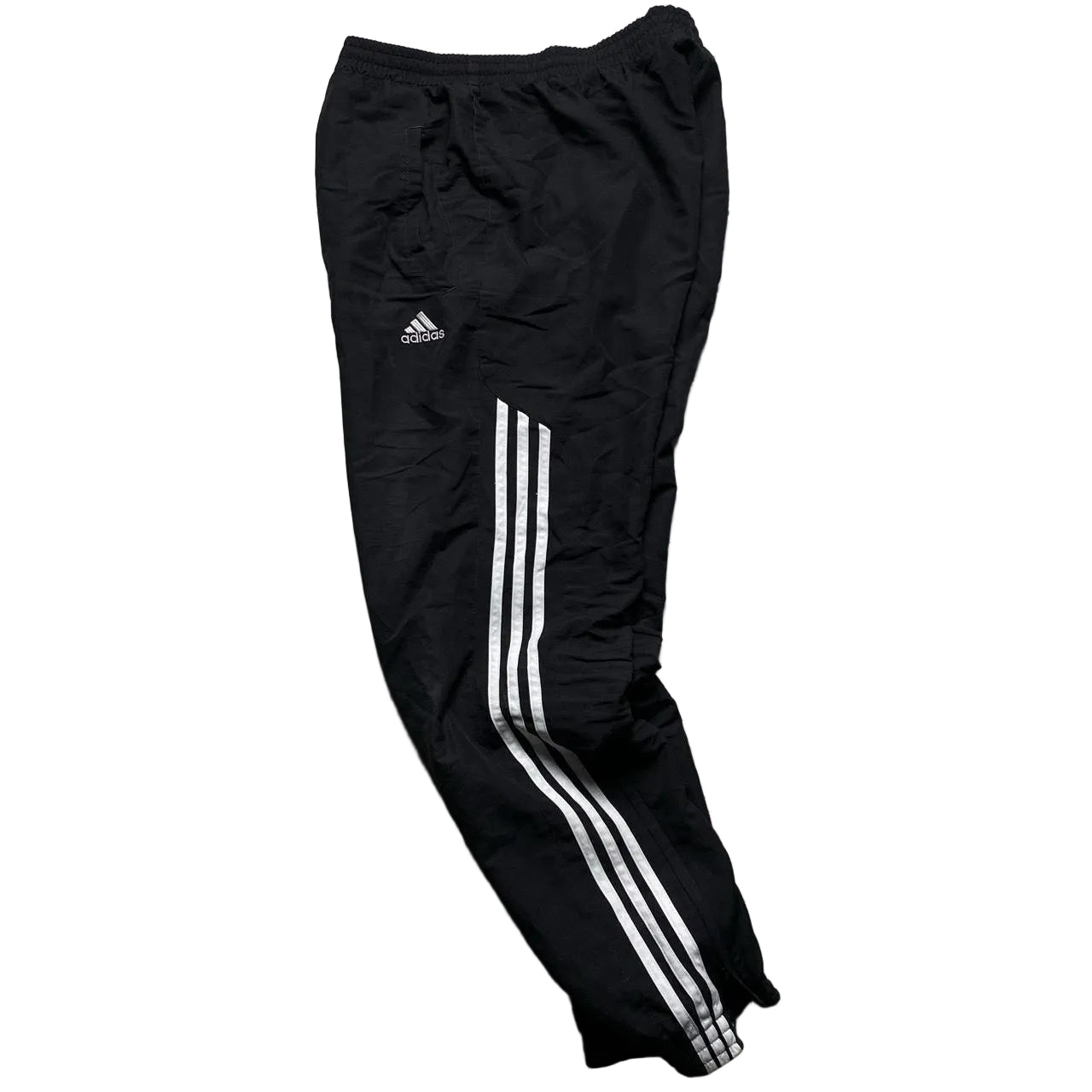 Adidas Black and White 3 Stripe Shell Trackpant Bottoms (S)