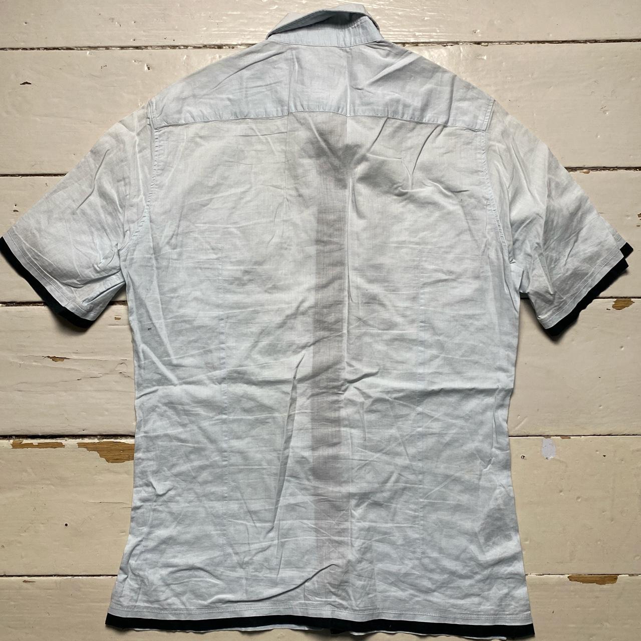 Hugo Boss Light Blue and Navy Short Sleeve Shirt