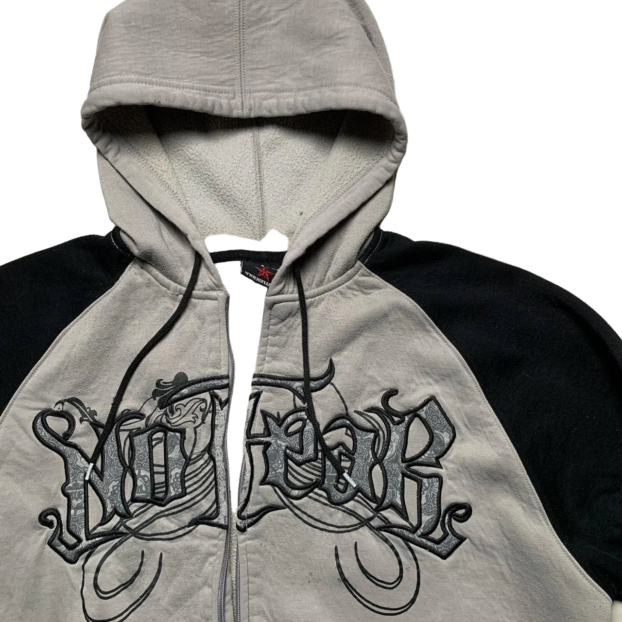 No Fear Grey and Black Vintage Hoodie
