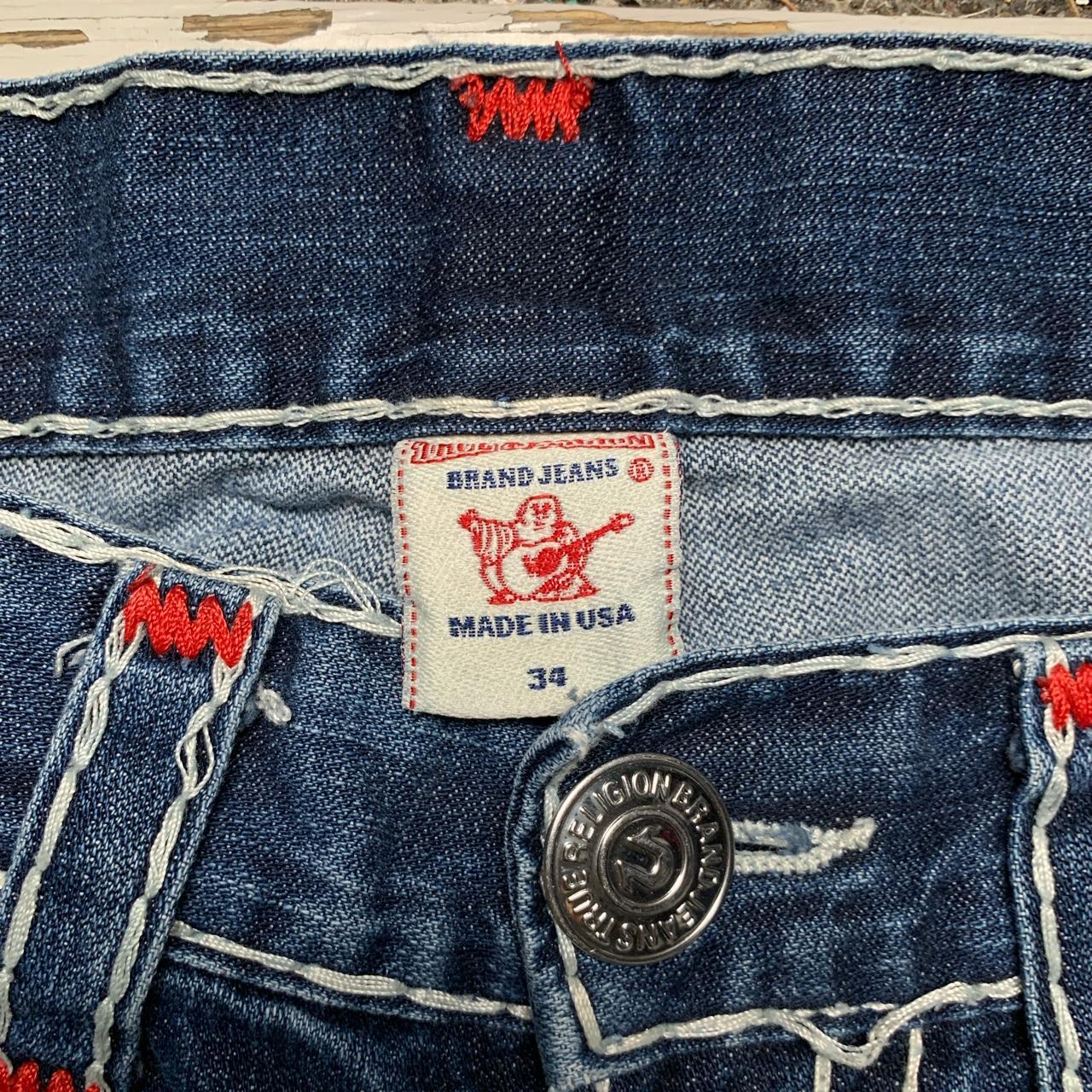 True Religion Ricky Super T Navy White and Red Big Stitch Jeans