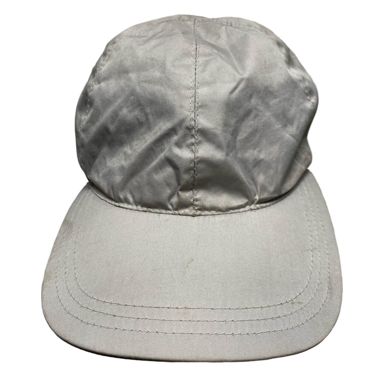 Prada Nylon Silver Baseball Cap Red Strip
