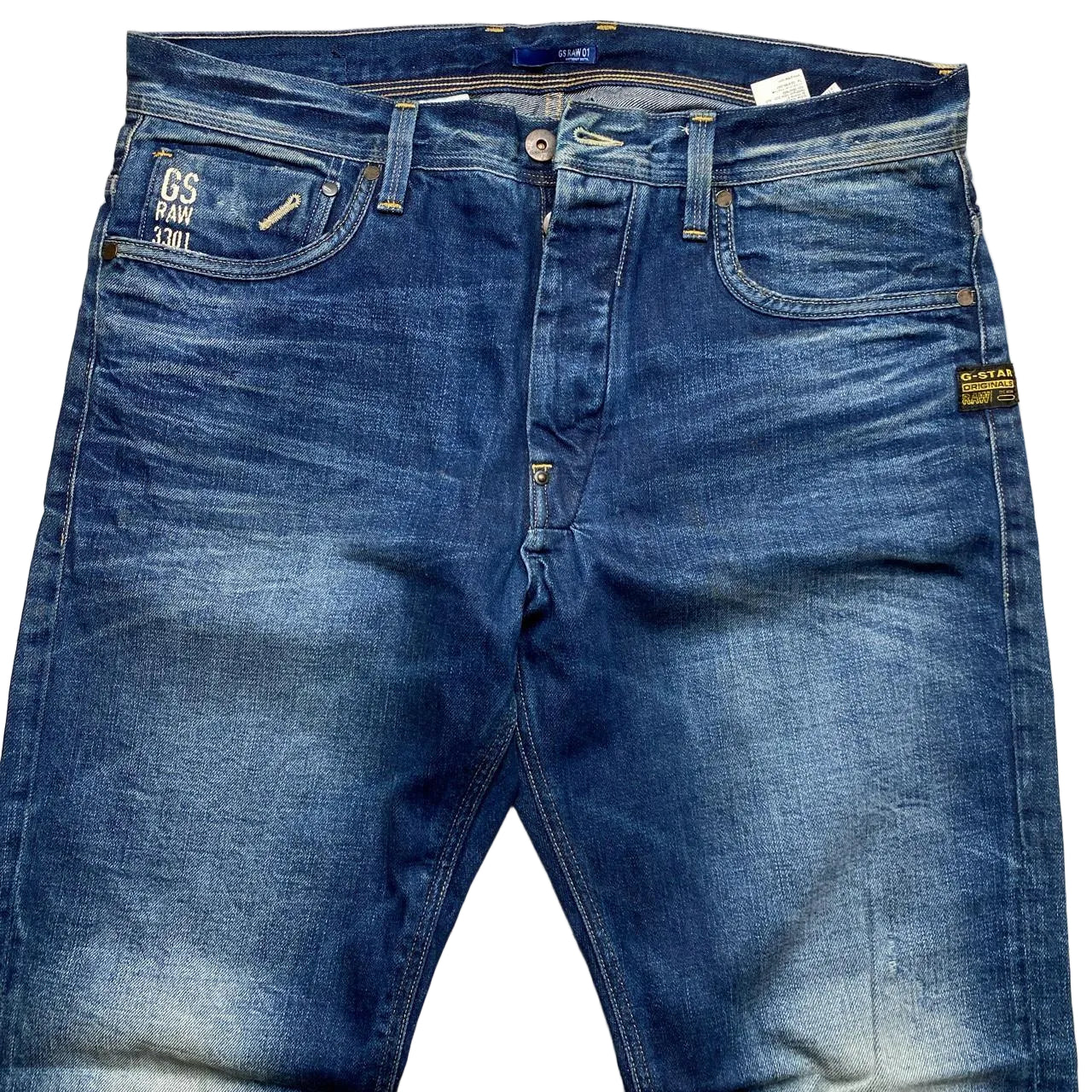 G Star Navy Stonewashed Jeans (36W)