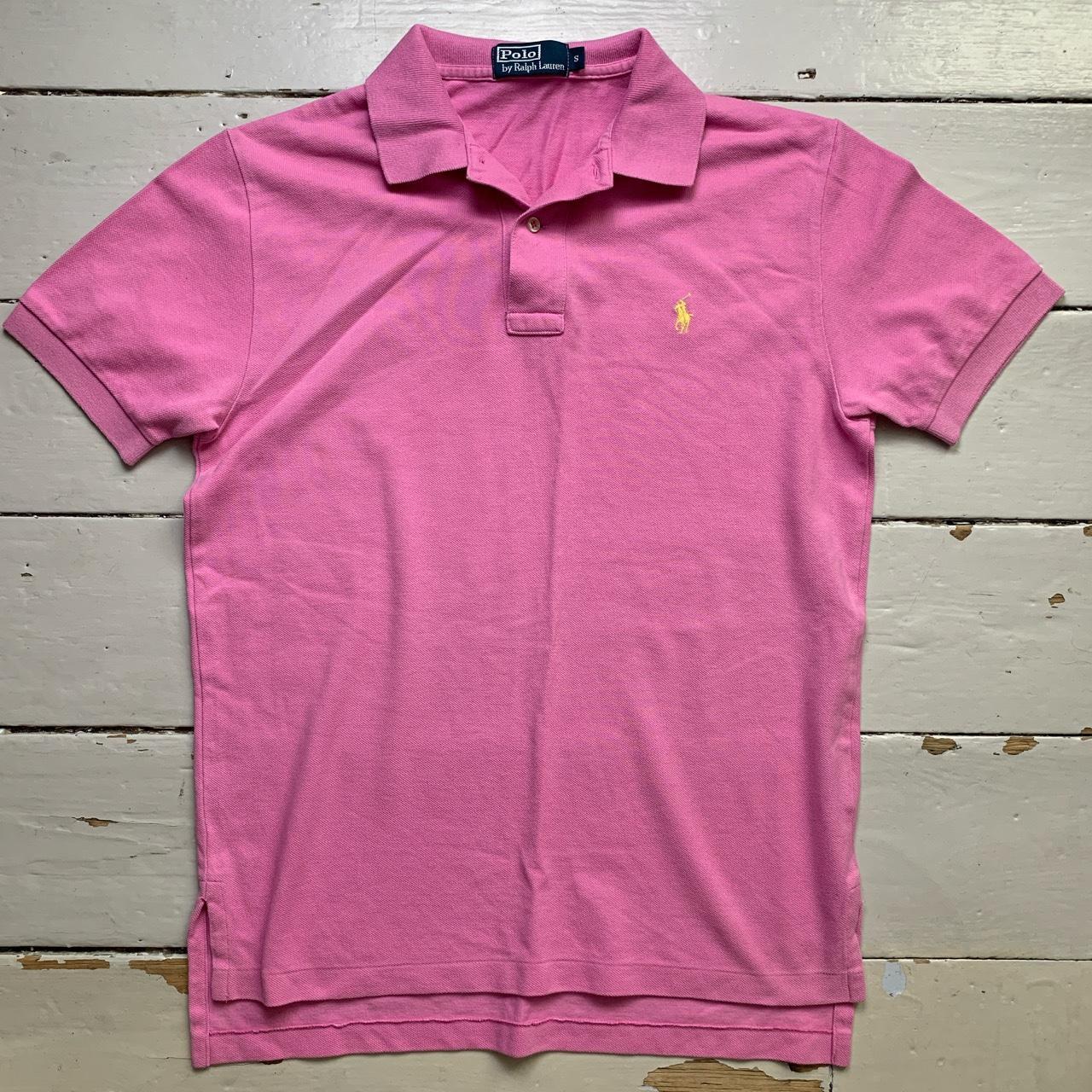 Polo Ralph Lauren Pink and Yellow Vintage Polo Shirt Wear Garson