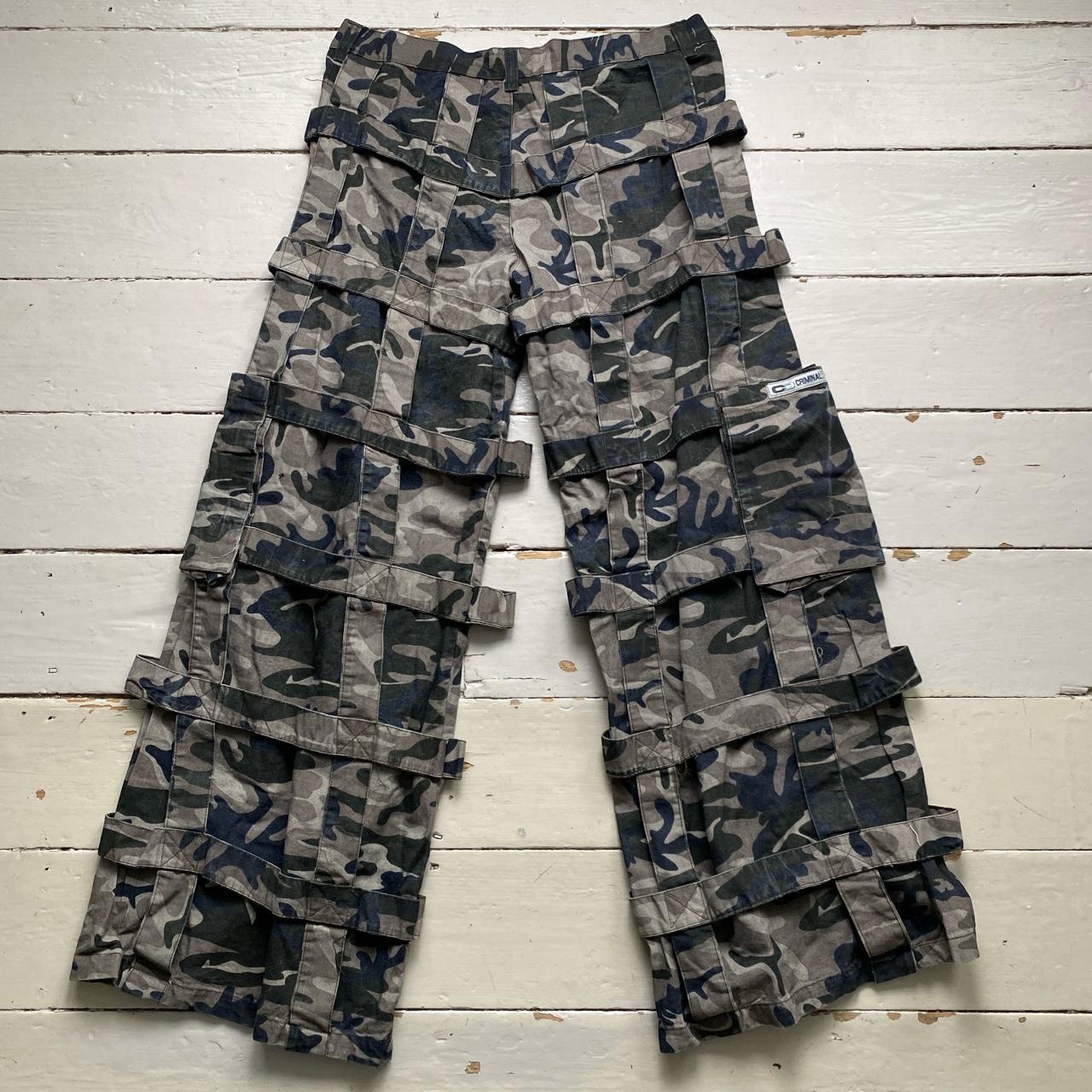 Criminal Damage Baggy Camouflage Bondage Combat Cargo Trousers