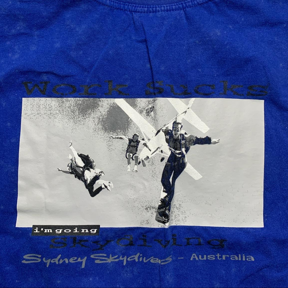 Work Sucks Sydney Skydiving Australia Vintage 90’s Graffiti T Shirt (L)