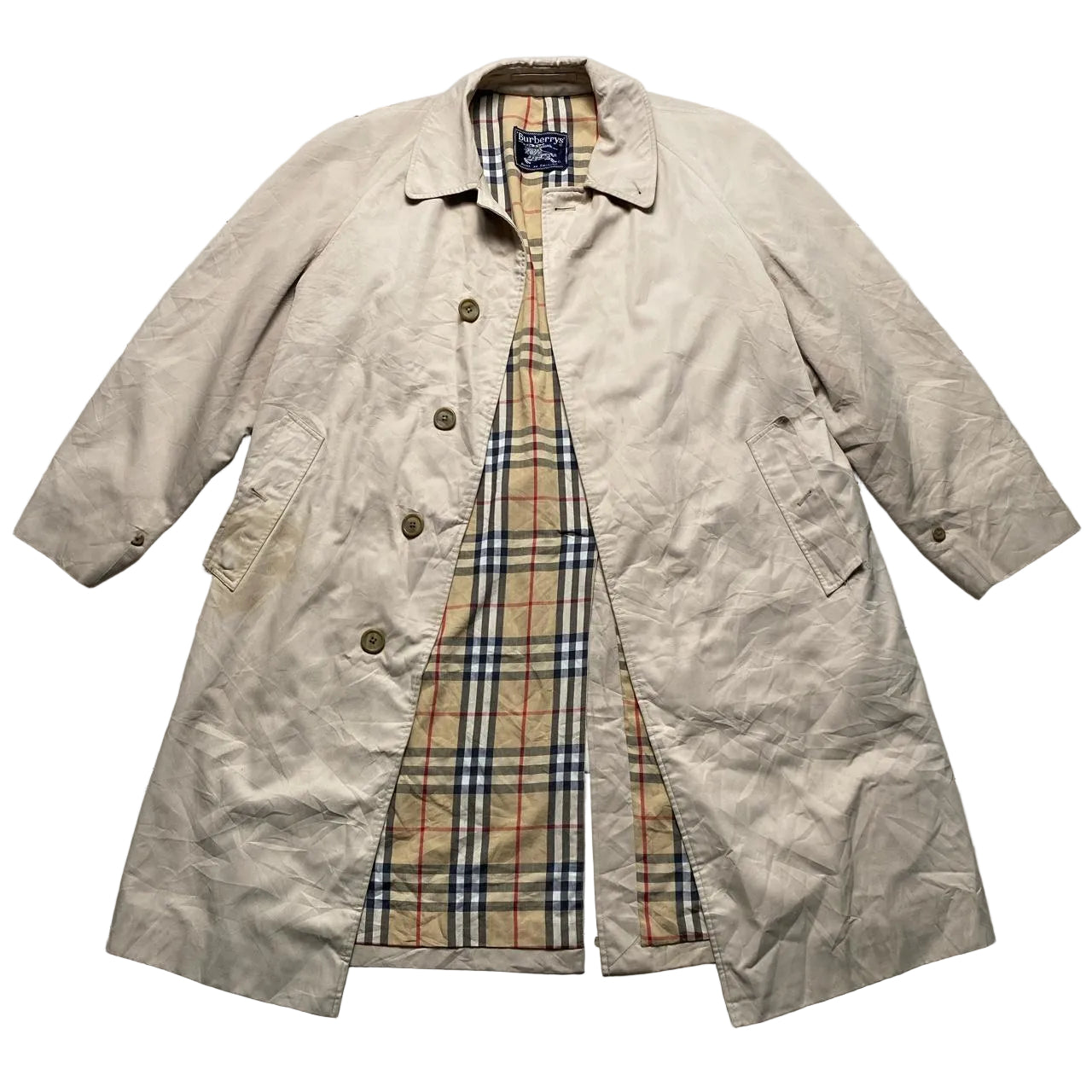 Burberry Burberrys Vintage Cream Nova Check Trench Coat (UK 10)