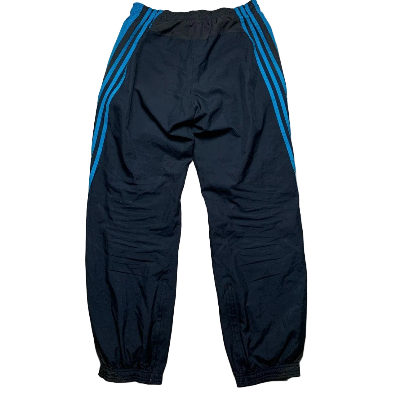 Adidas Vintage Black Navy and Blue Shell Trackpant Baggy Bottoms