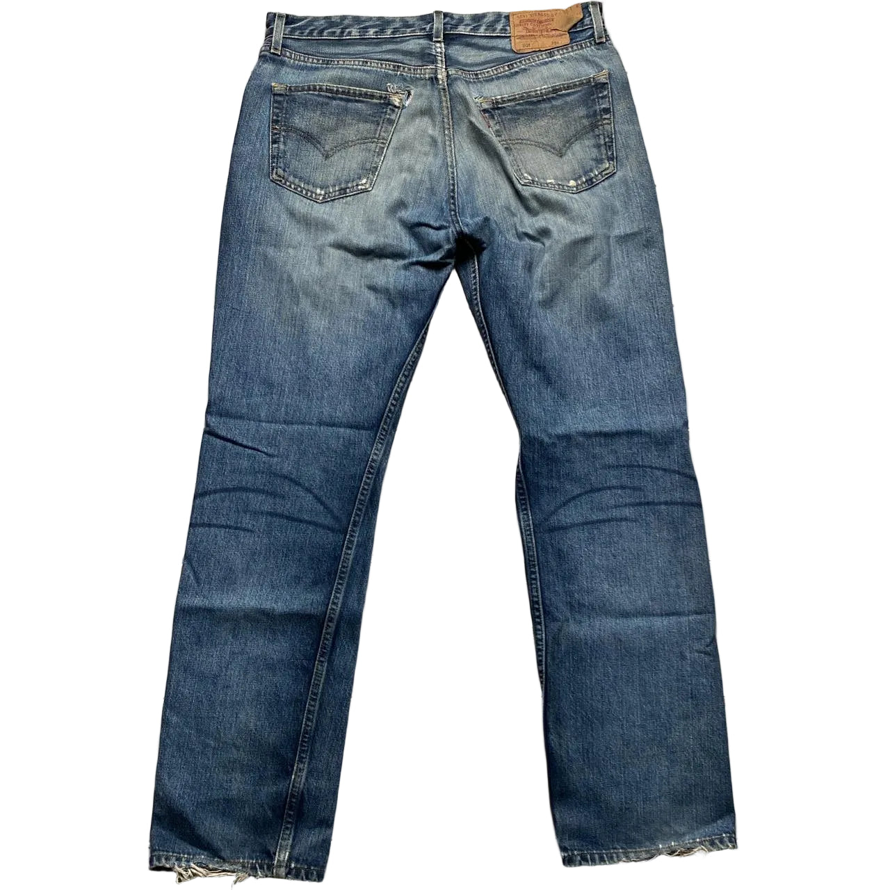 Levis 501 Distressed Stonewash Blue Baggy Jeans (34W)