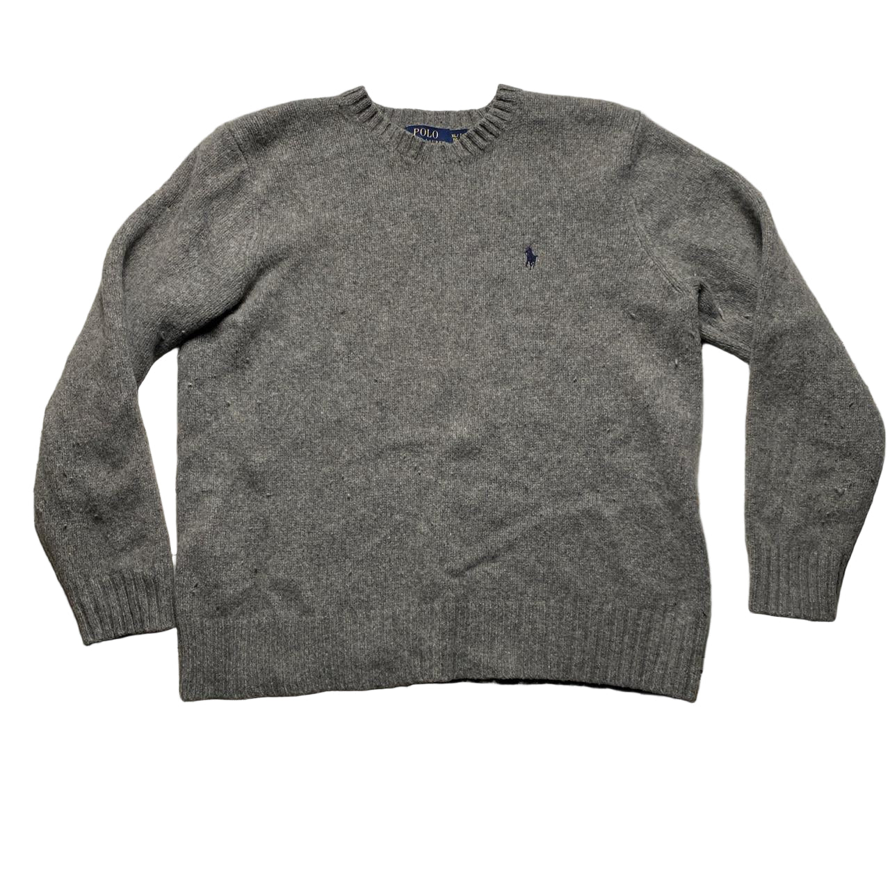Polo Ralph Lauren Grey Navy Pony Wool Jumper (S)