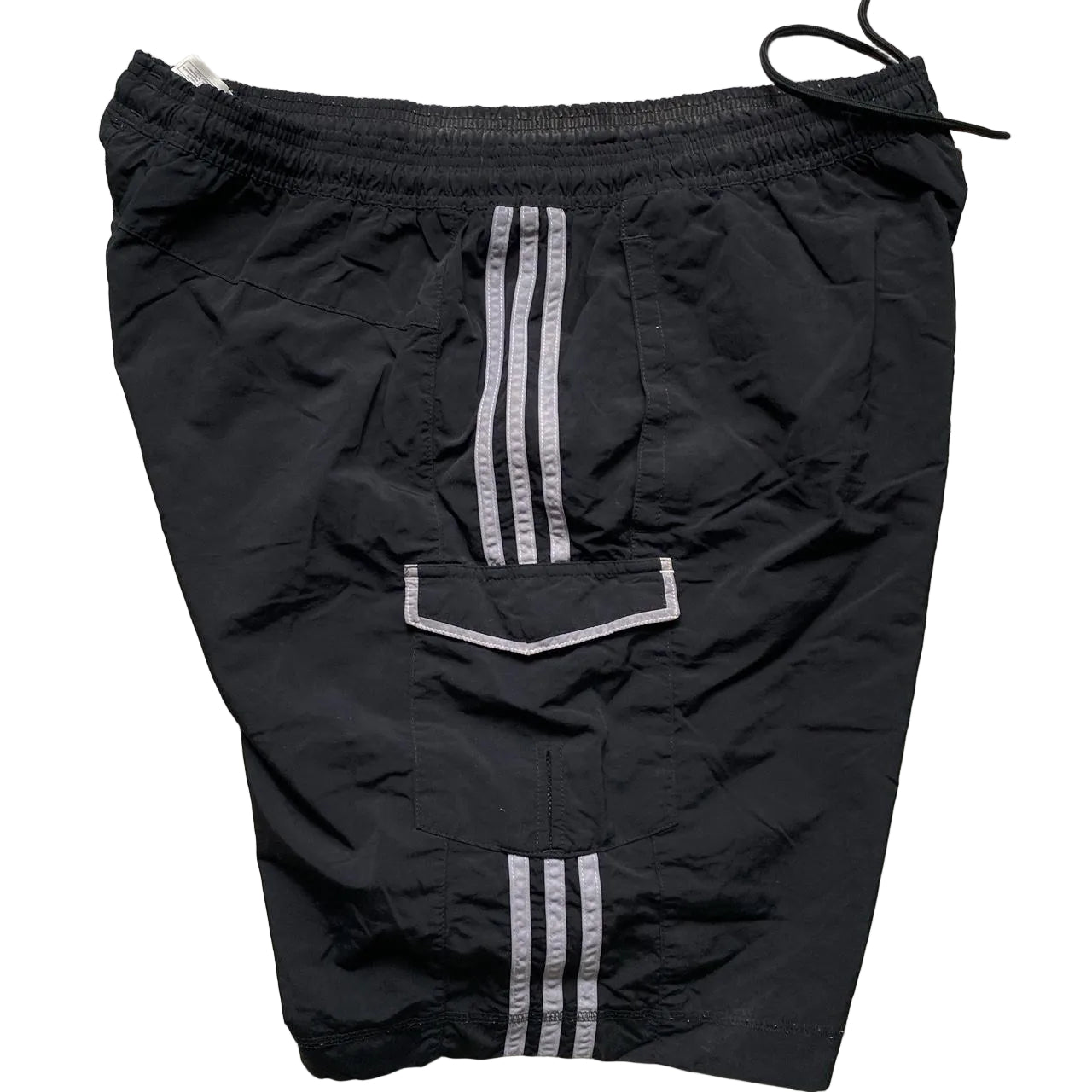 Adidas Vintage Shell Track Pant Cargo Shorts Black and Silver (2XL)
