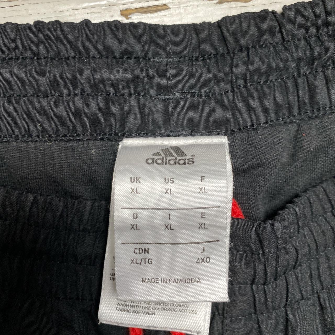 Adidas Black and Red Stripe Baggy Shell Trackpant Bottoms
