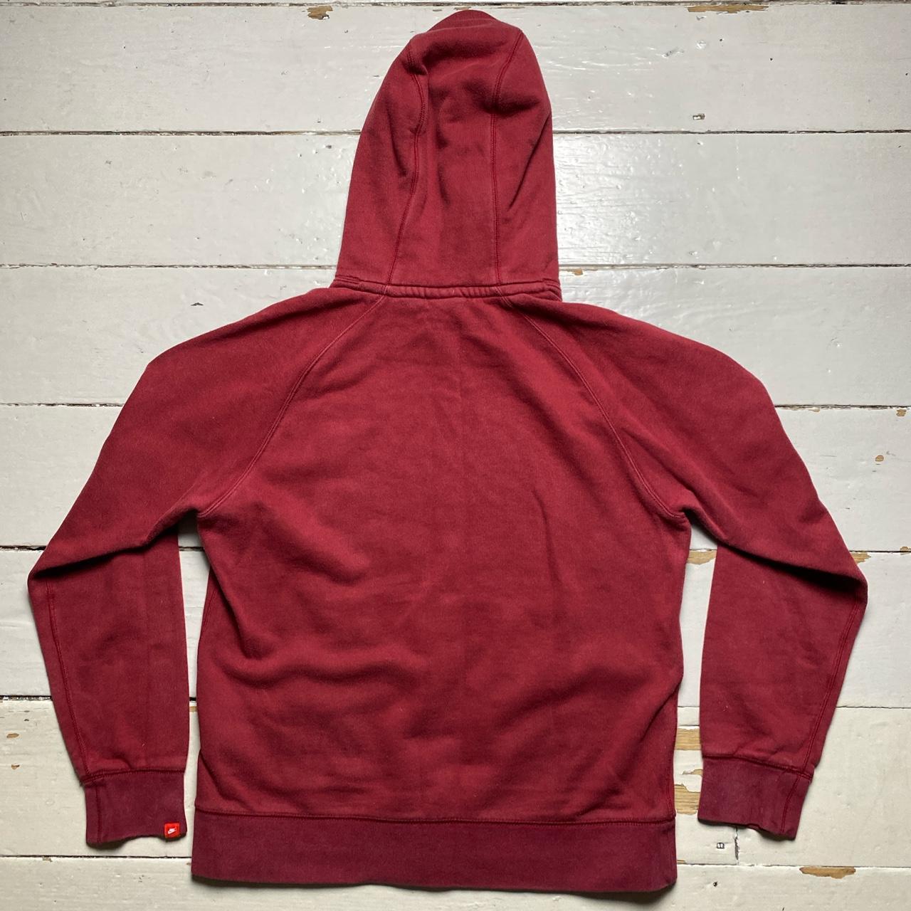 Nike Swoosh Burgundy and White Hoodie