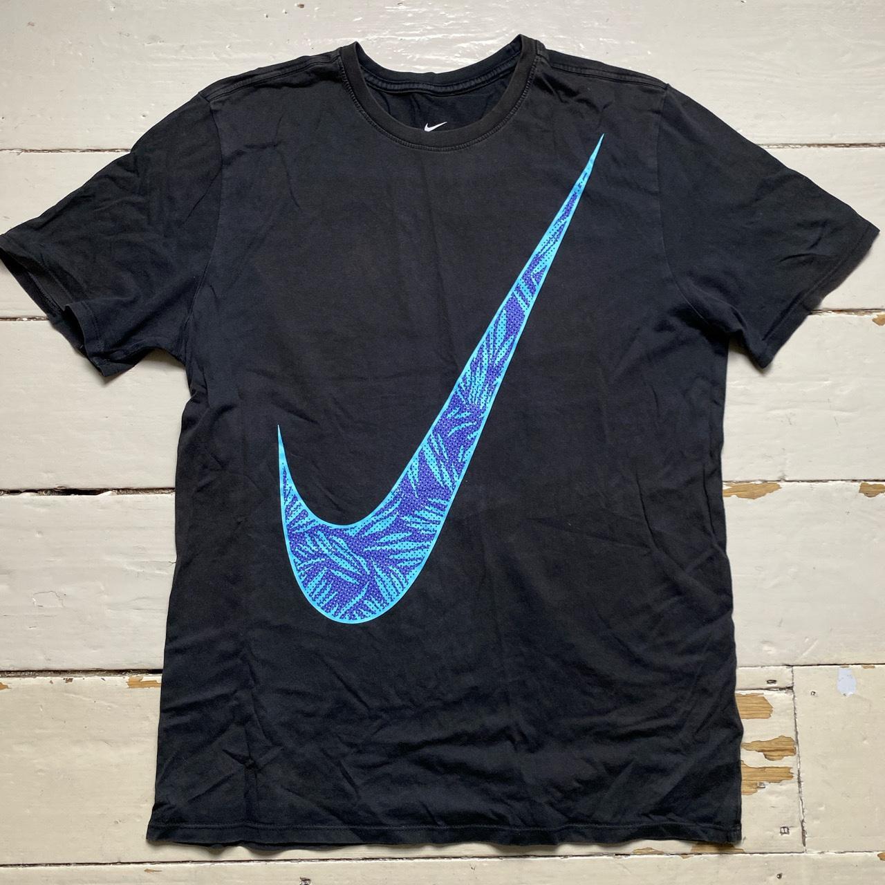 Nike Big Swoosh Black and Blue T Shirt
