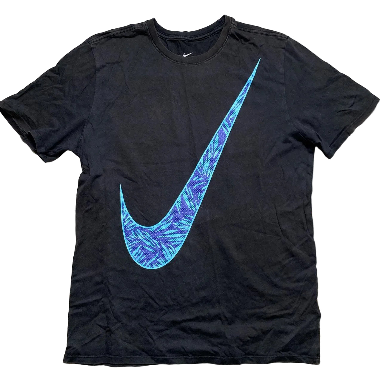 Nike Big Swoosh Black and Blue T Shirt (L)