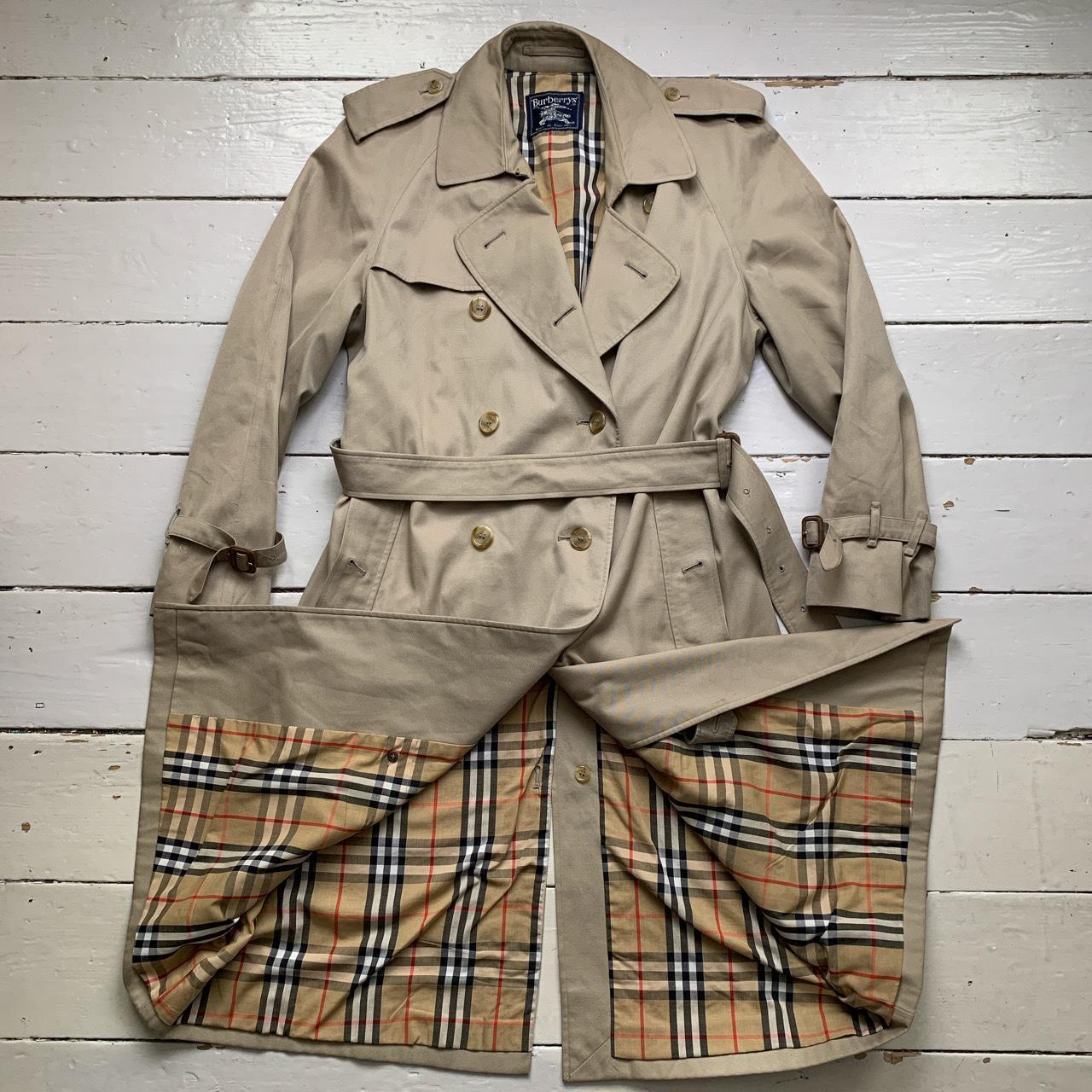 Burberrys Burberry Vintage Womens Trench Coat Jacket with Belt Wear Garson