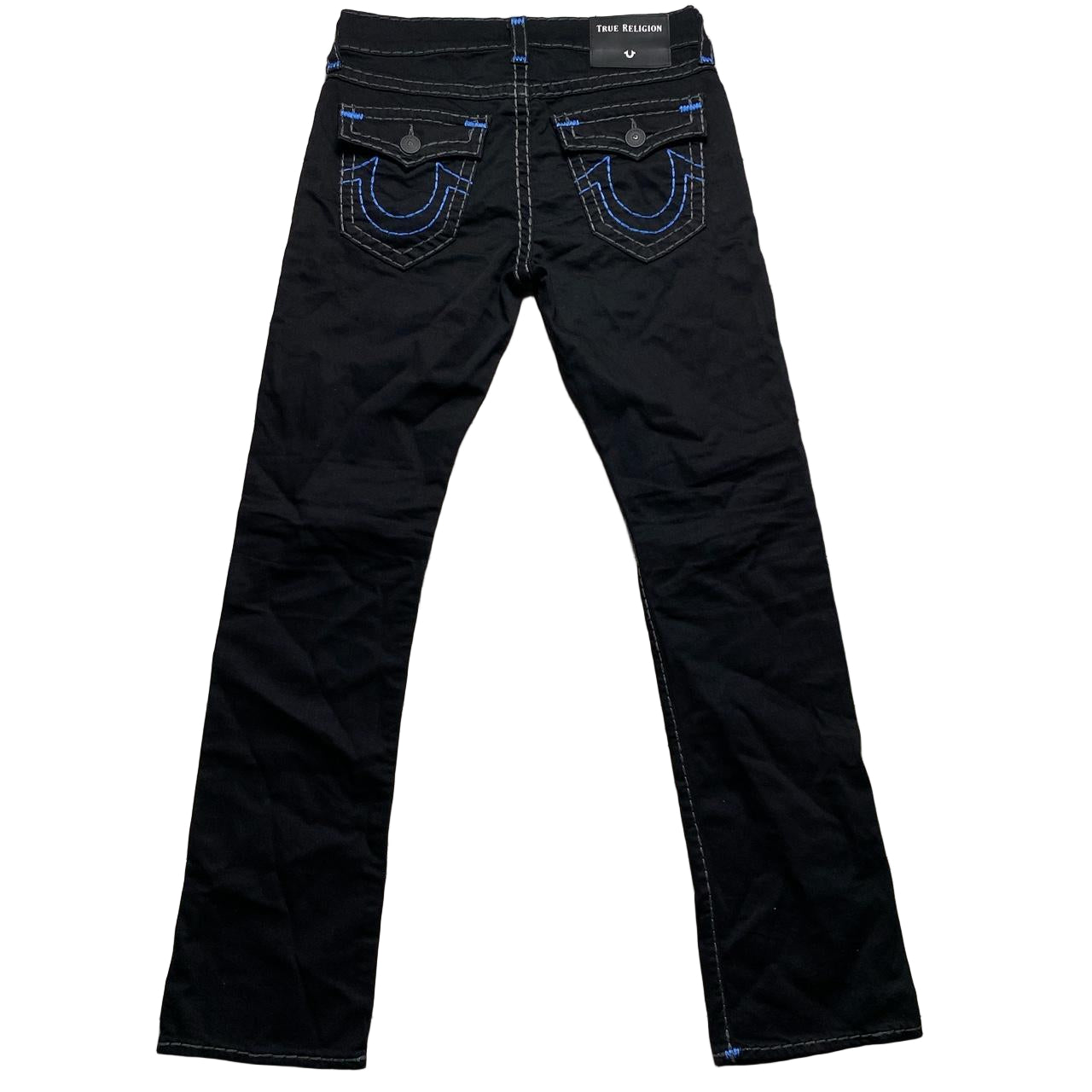 True Religion Black Blue and Grey Big Stitch Ricky Jeans (32W)