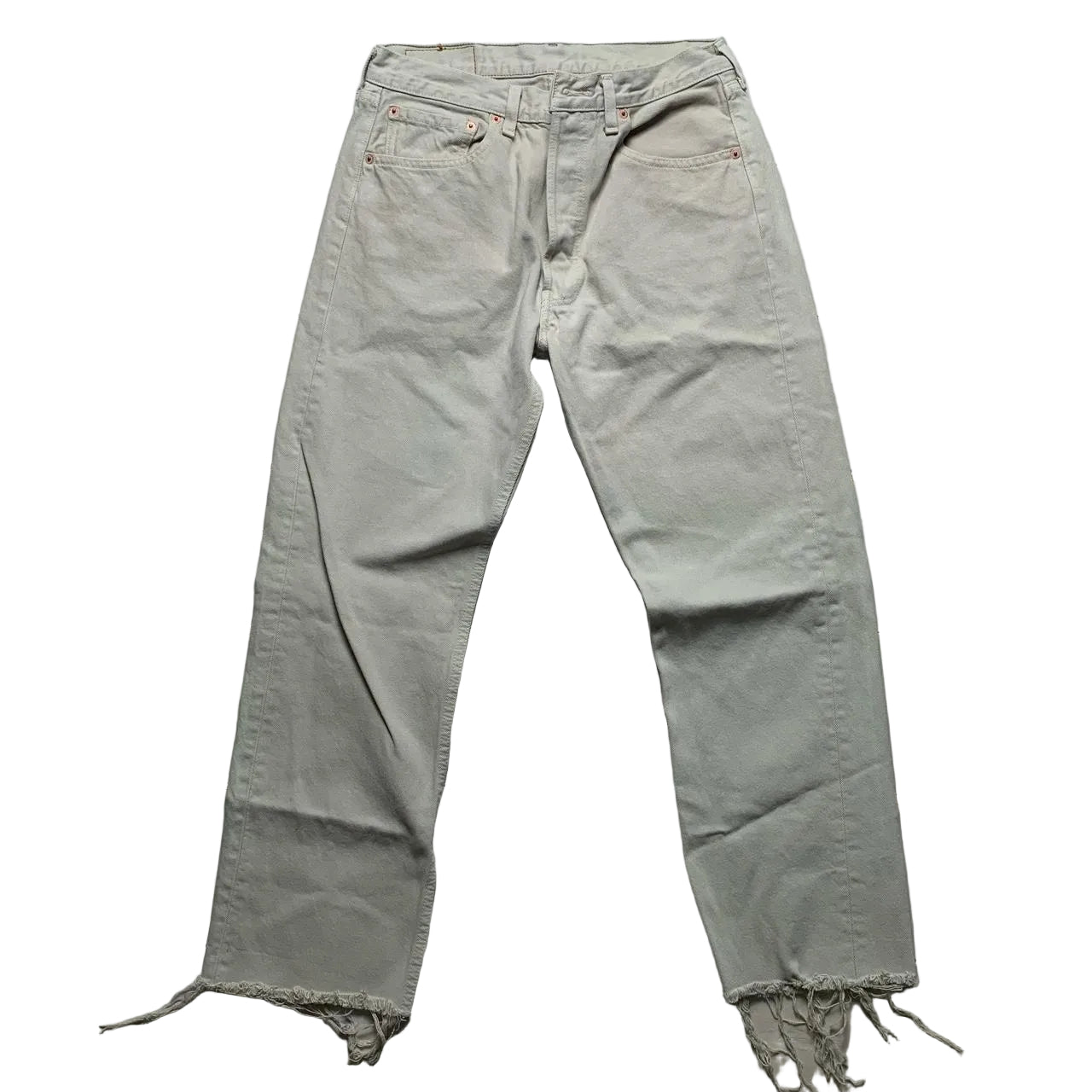 Levis 501 Cream Two Tone Distressed Jeans (32W)