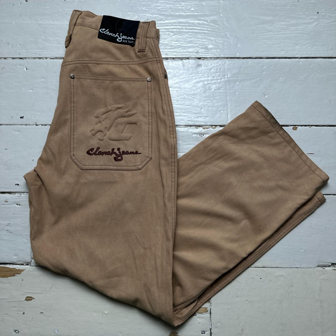 Clench Jeans Vintage Baggy Soft Felt Cream and Brown