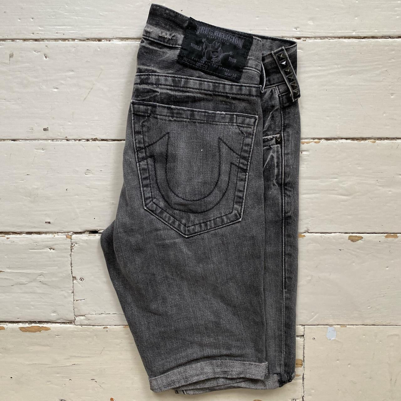 True Religion Rocco Studded Cut Down Shorts (33W)