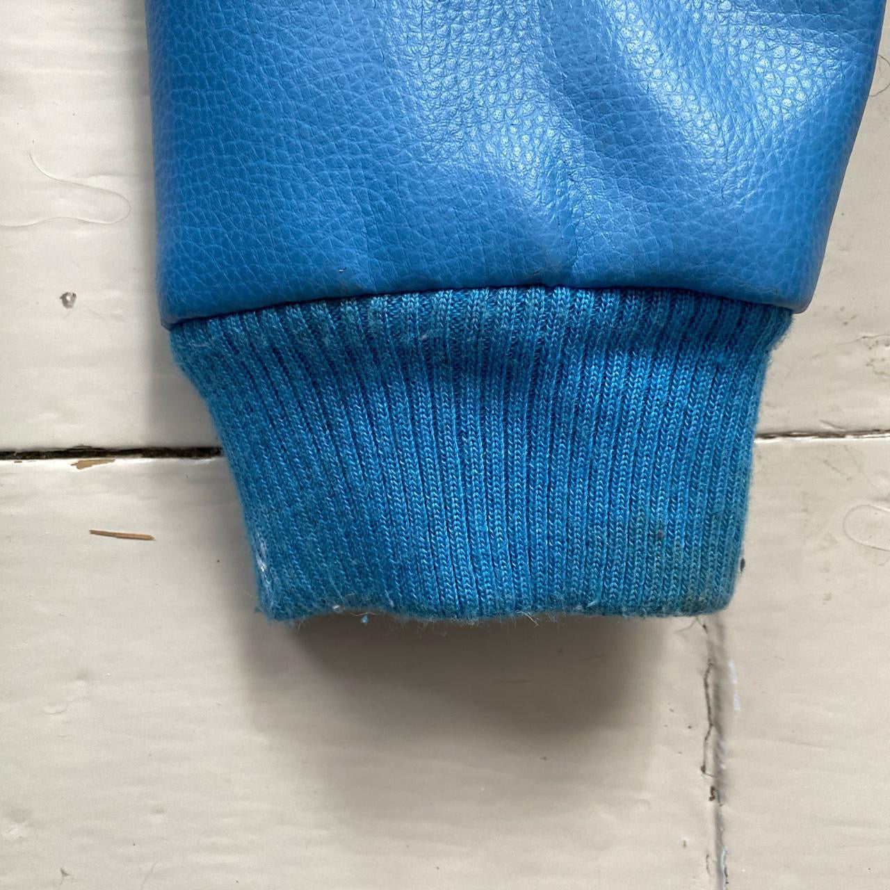 Avirex US AVRX Vintage Light Blue Leather Jacket (Medium)