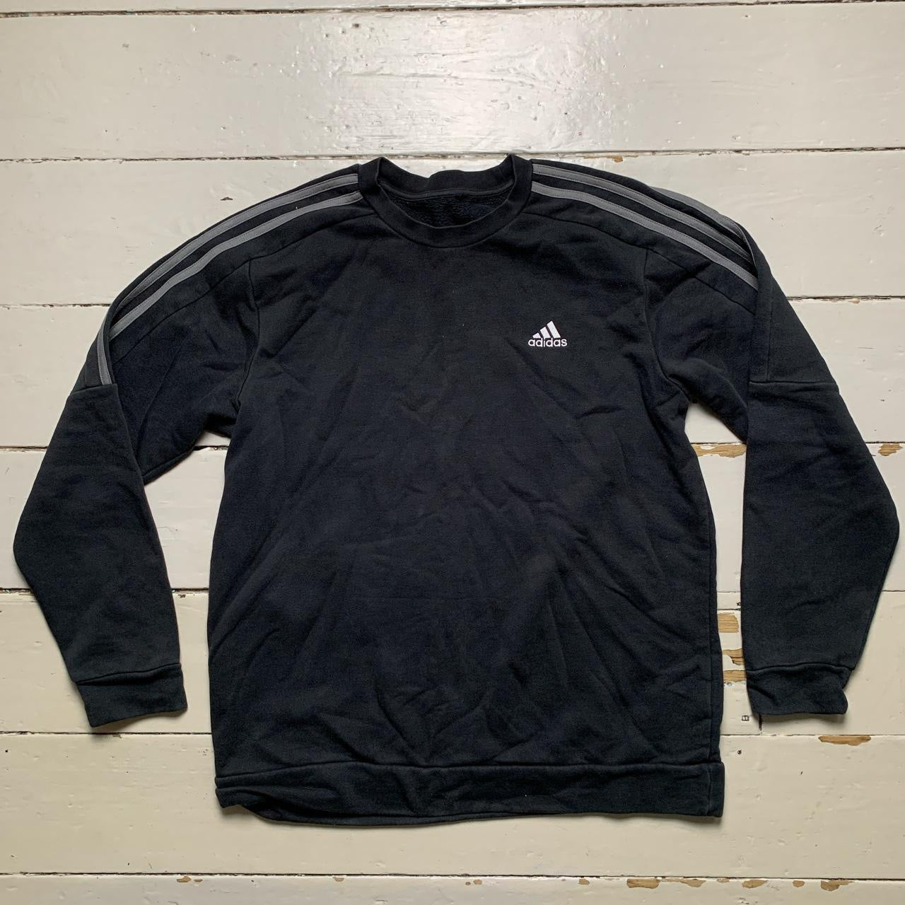 Adidas Black and Grey Jumper (XL)