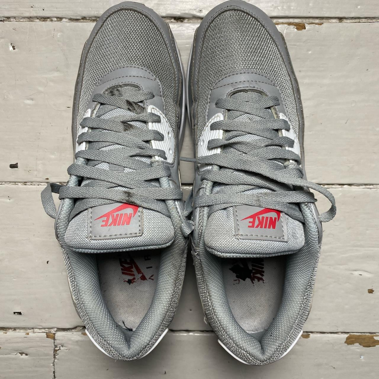 Nike Air Max 90 Silver and Red (UK 11)