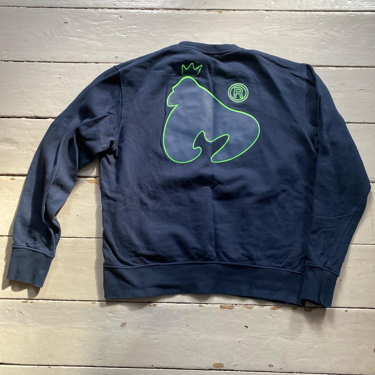 Money Clothing Navy and Green Jumper (XL)