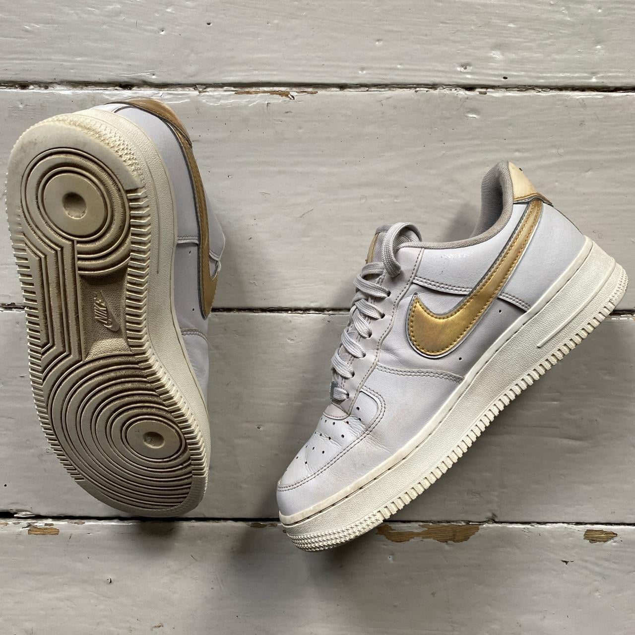 Nike Air Force 1 White and Gold (UK 6)